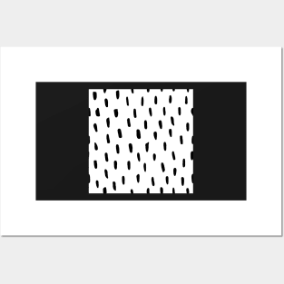 Minimal Black and White Dots Ink Strokes Scandinavian Chic Pattern Posters and Art